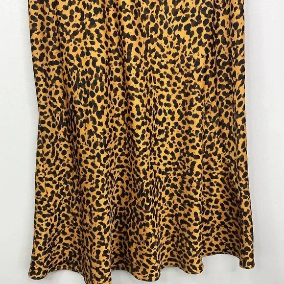 & Other Stories Skirt Size 10 EUR 38 Orange Leopard Print Satin Midi - Picture 3 of 10